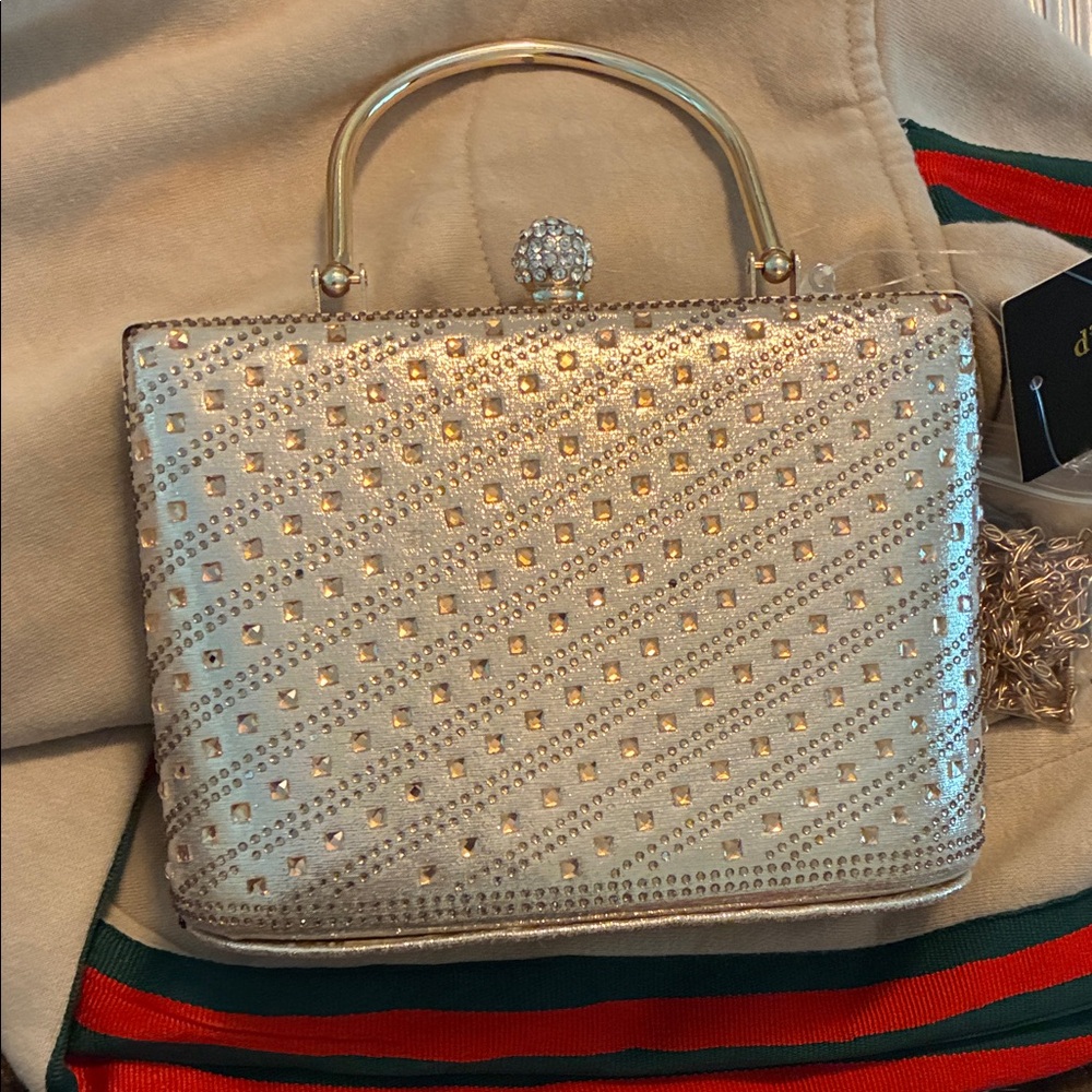 Chic Gold Studded Clutch